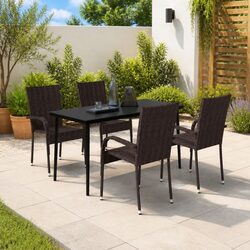 Sturdy 5 Piece Brown Black Garden Dining Set