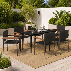 Stylish 7 Piece Black Outdoor Dining Set for Gardens