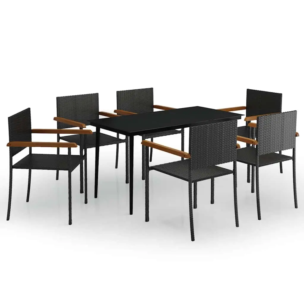7 Piece Black Outdoor Dining Set for Gardens