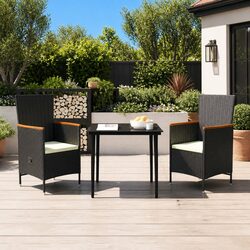 Durable 3 Piece Outdoor Garden Dining Set in Black