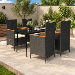 Durable 5 Piece Garden Dining Set with Steel and Rattan