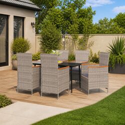 Durable 7 Piece Grey Outdoor Garden Dining Set