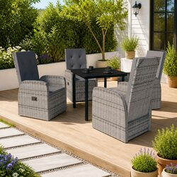 Premium 5 Piece Garden Dining Set with Cushions