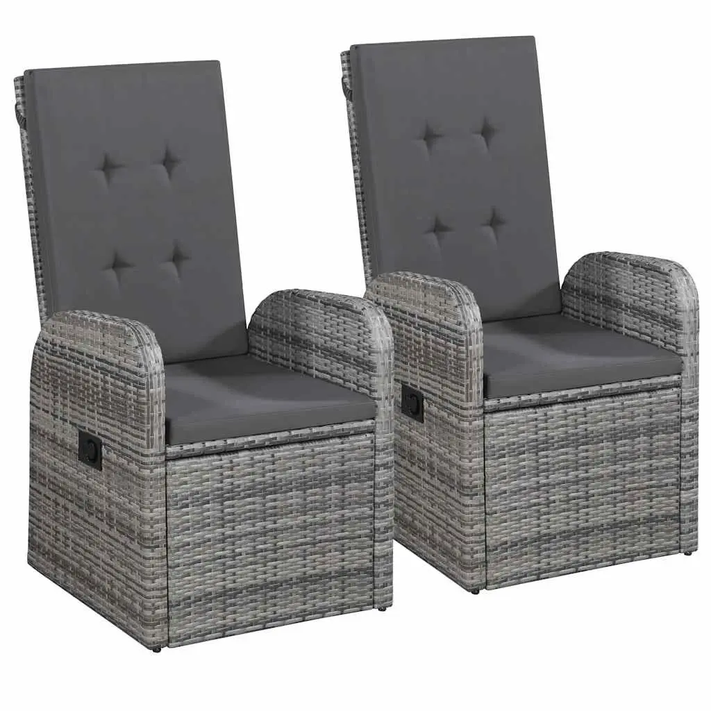 7 Piece Garden Dining Set Powder-coated Steel PE Rattan Grey Chairs Glass Table