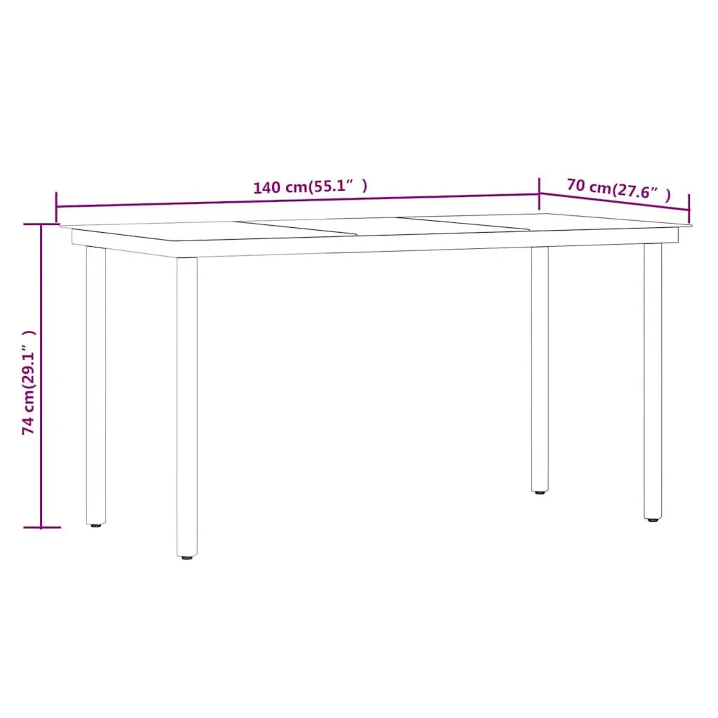 7 Piece Outdoor Dining Set Powder-coated Steel Water-resistant PE Rattan Black with Glass Table