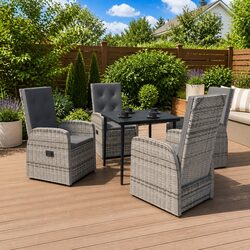 Durable 5-Piece Outdoor Garden Dining Set with Rattan Chairs