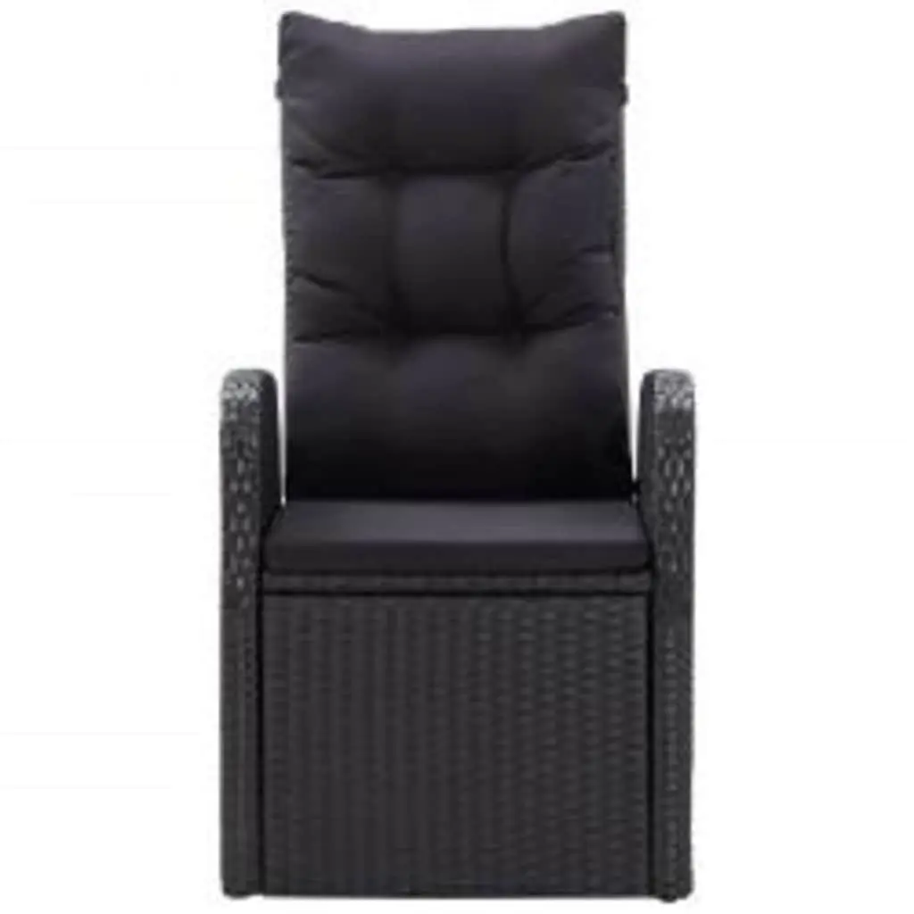 5 Piece Outdoor Dining Set Steel Frame Rattan Chairs Cushions Black
