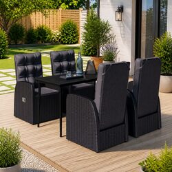 Stylish 5 Piece Black Rattan Garden Dining Set