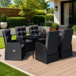 Sturdy 7 Piece Black Outdoor Dining Set with Cushions