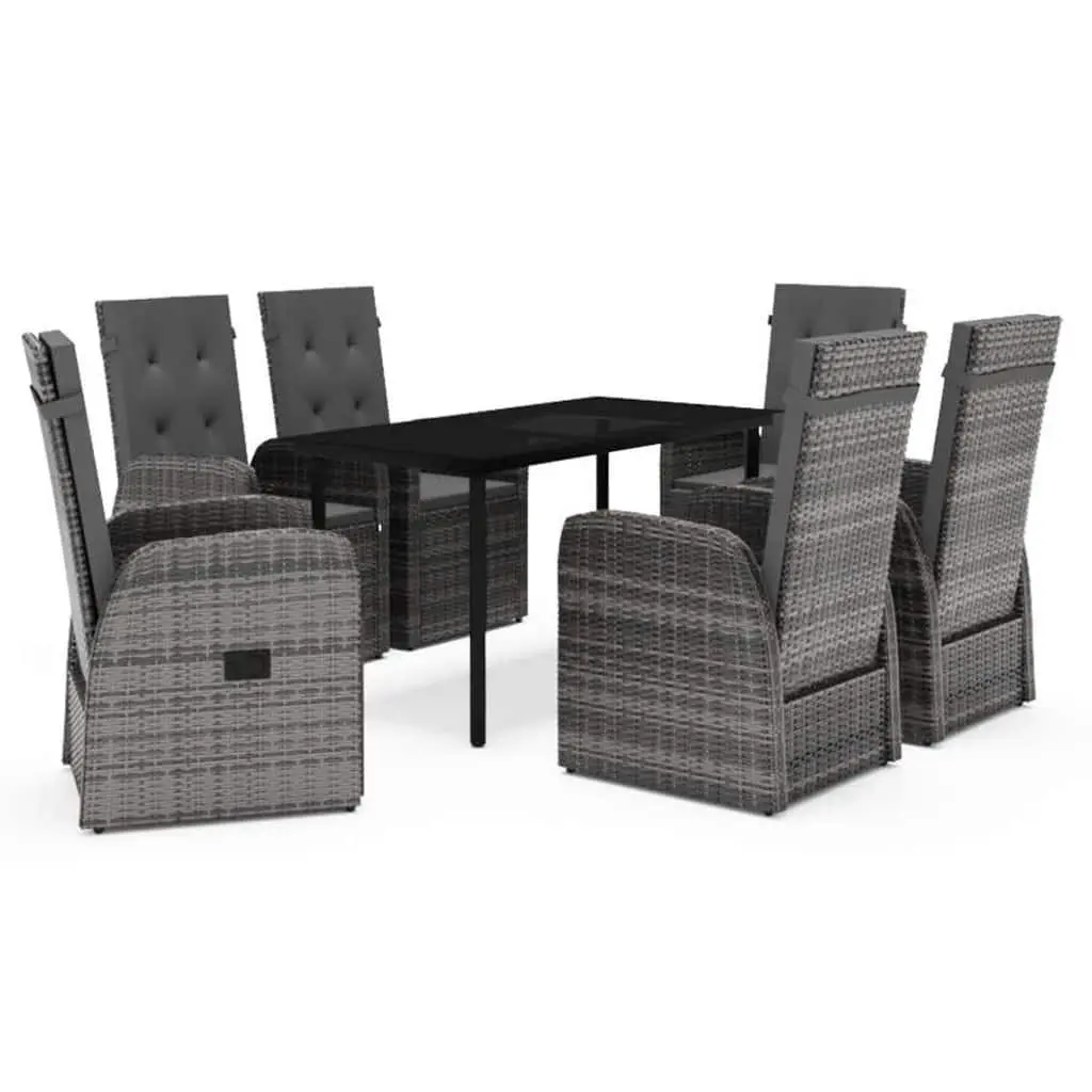7 Piece Grey Outdoor Patio Dining Set with Cushions