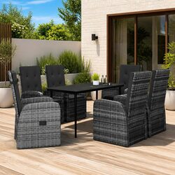 7-Piece Outdoor Dining Set with Grey Chairs & Table