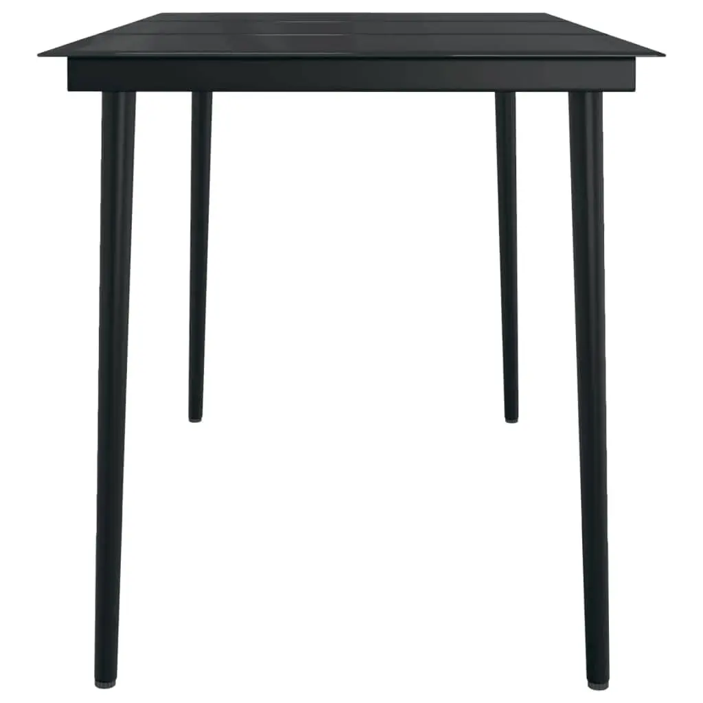 7 Piece Black Rattan Garden Dining Set with Glass Table