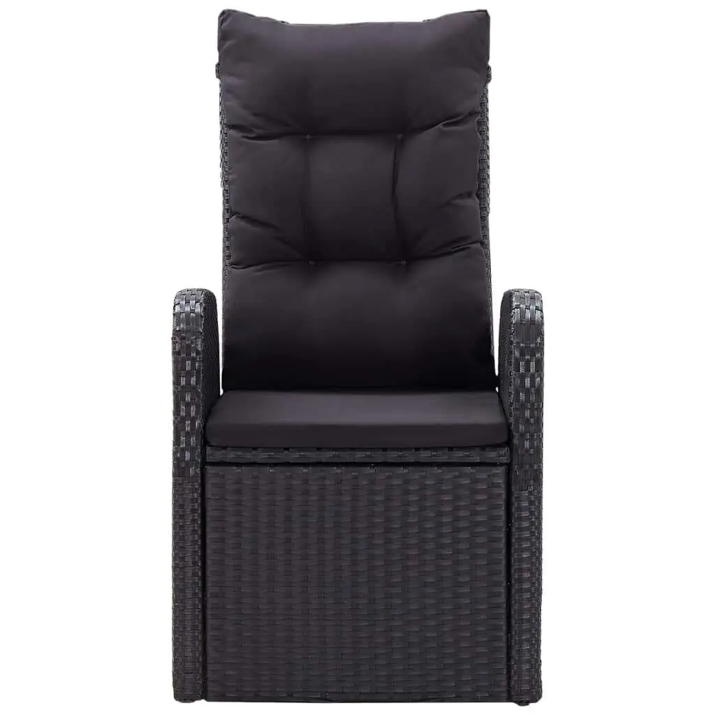 7 Piece Black Rattan Garden Dining Set with Glass Table