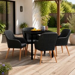 Stylish 5 Piece Outdoor Patio Dining Set in Black