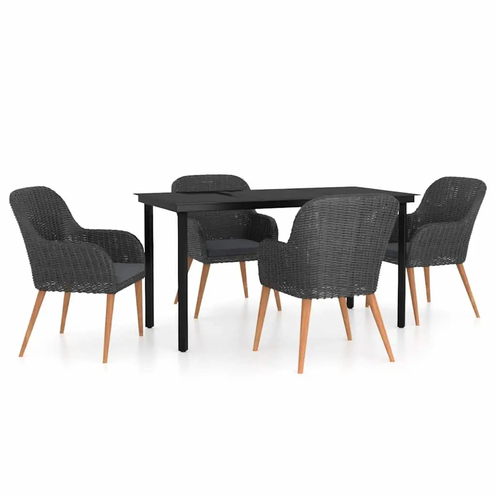 5 Piece Garden Dining Set with Glass Table