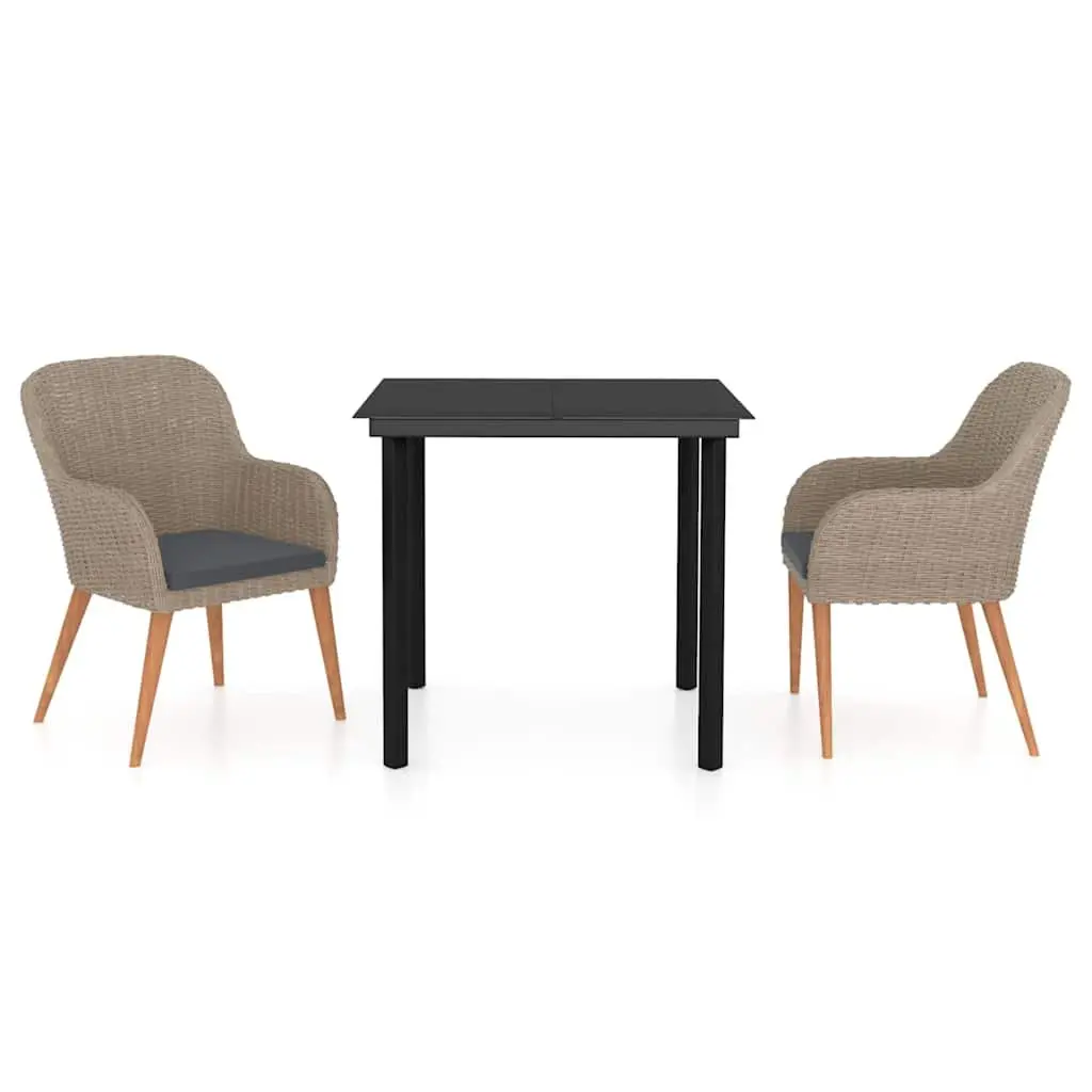 3-Piece Garden Dining Set with Cushions