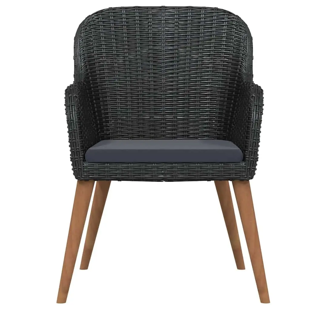 5 Piece Garden Dining Set Powder-coated Steel PE Rattan Black Outdoor Patio Table Chairs with Cushions