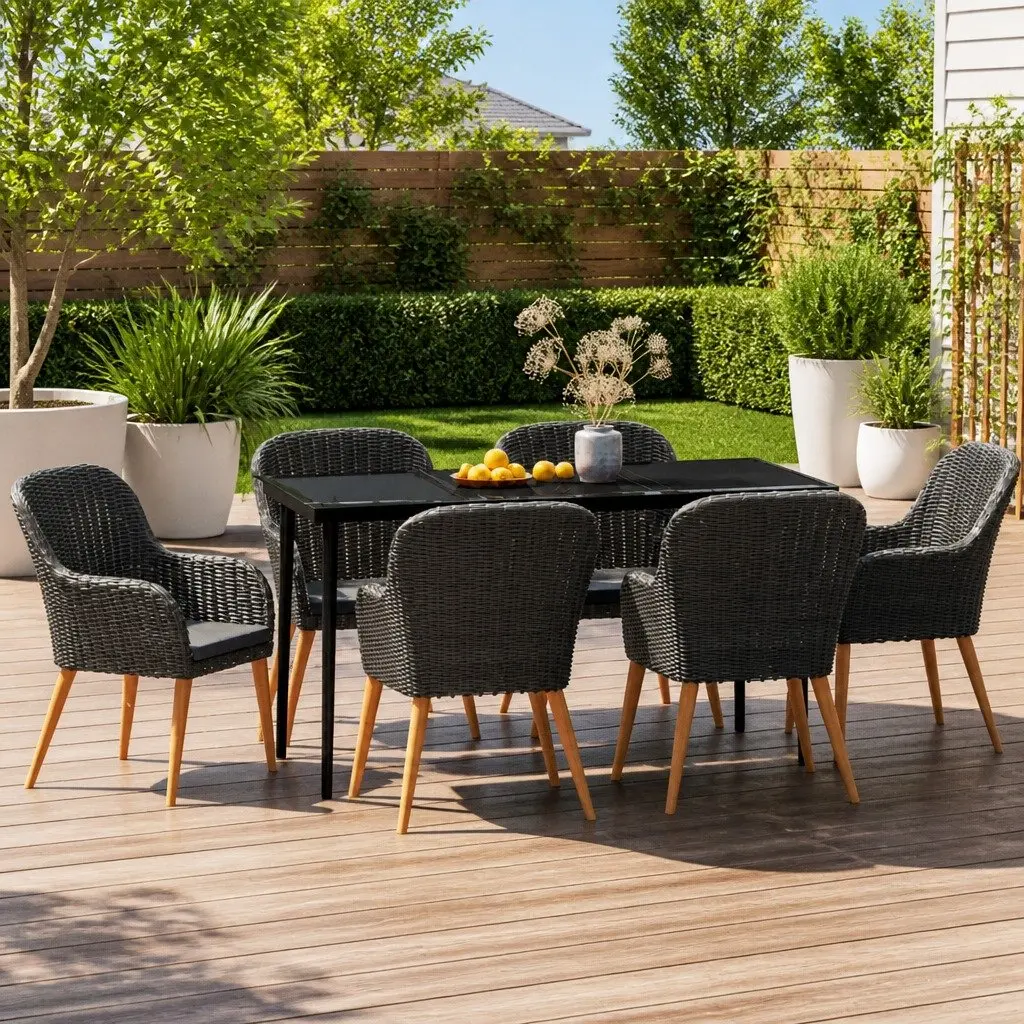 7 Piece Garden Dining Set with Cushions