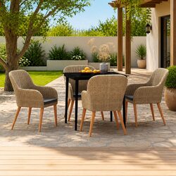 Sturdy 5 Piece Outdoor Dining Set with Cushions