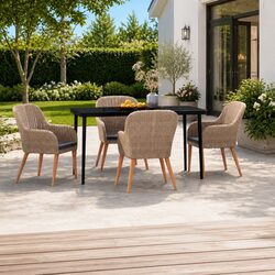 5 Piece Stylish Brown Outdoor Garden Dining Set