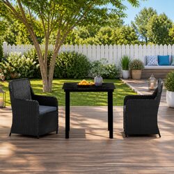 Sturdy 3 Piece Garden Dining Set with Cushions