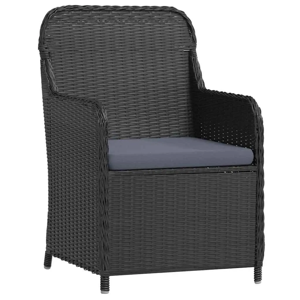 7 Piece Garden Dining Set Powder-coated Steel Water-resistant PE Rattan Black