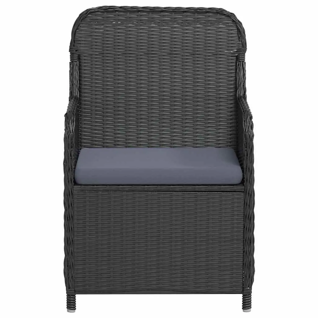 Garden Dining Set 3 Piece Outdoor Furniture Table Chairs with Cushions Black