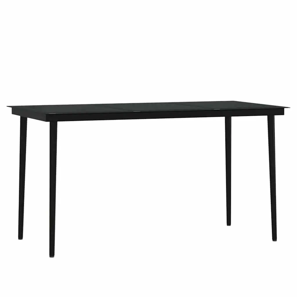 5 Piece Black Outdoor Dining Set with Cushions and Glass Top
