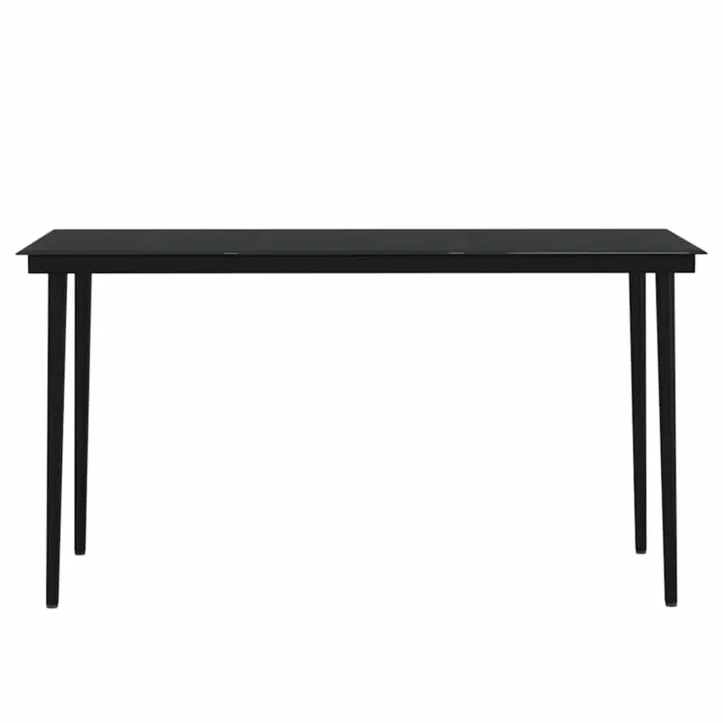 5 Piece Black Outdoor Dining Set with Cushions and Glass Top