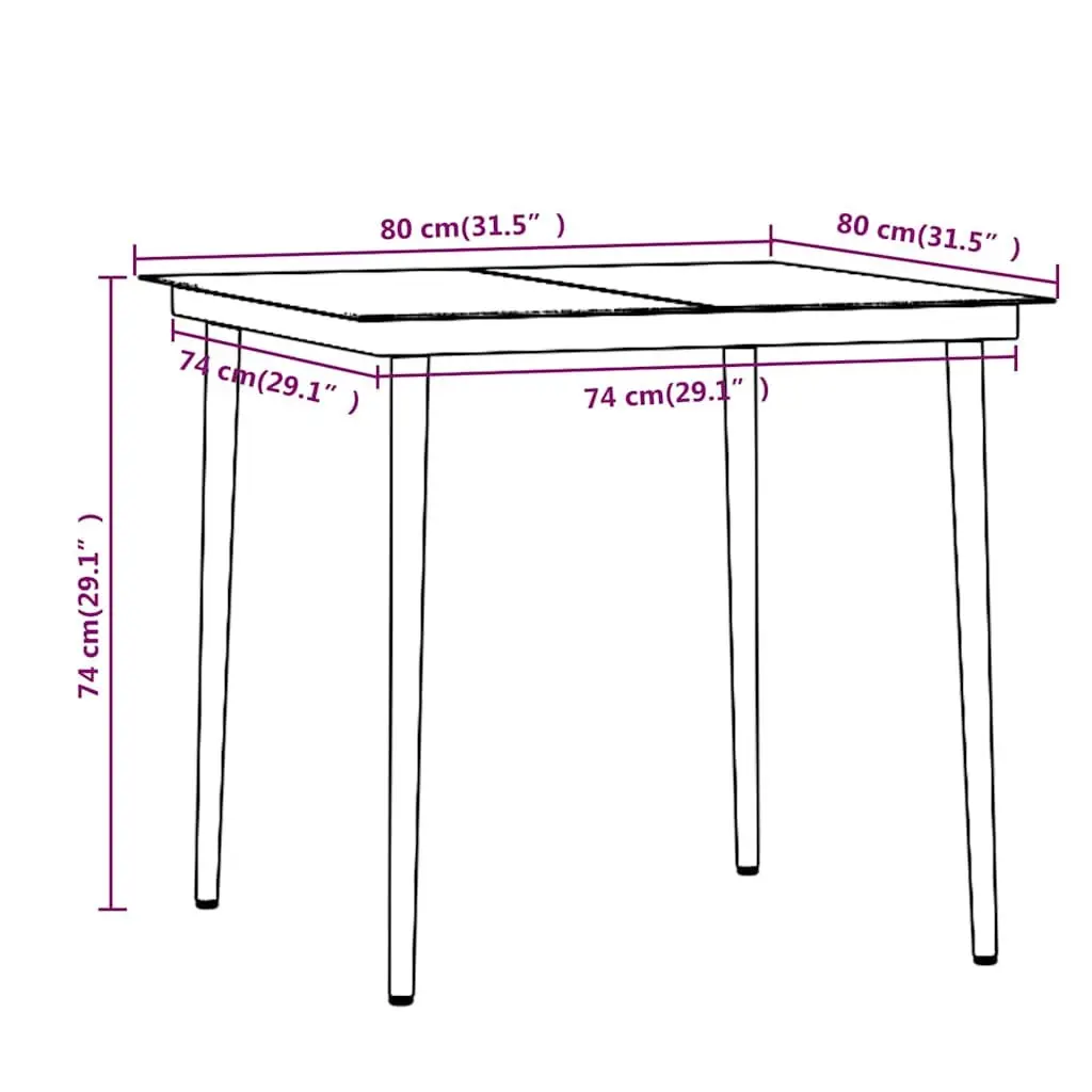 Brown 3 Piece Garden Dining Set with Table and Chairs