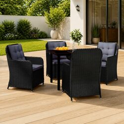 Durable 5 Piece Garden Dining Set with Black Glass Table