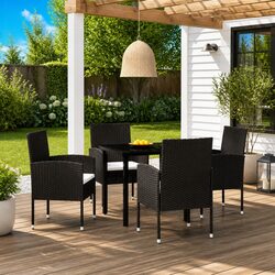 Outdoor Dining Set 5 Piece Garden Furniture Black Patio Table Chairs Backyard