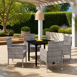 5 Piece Anthracite Garden Dining Set for Outdoor Use