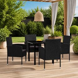 5-Piece Outdoor Dining Set with Steel Frame and Glass Top