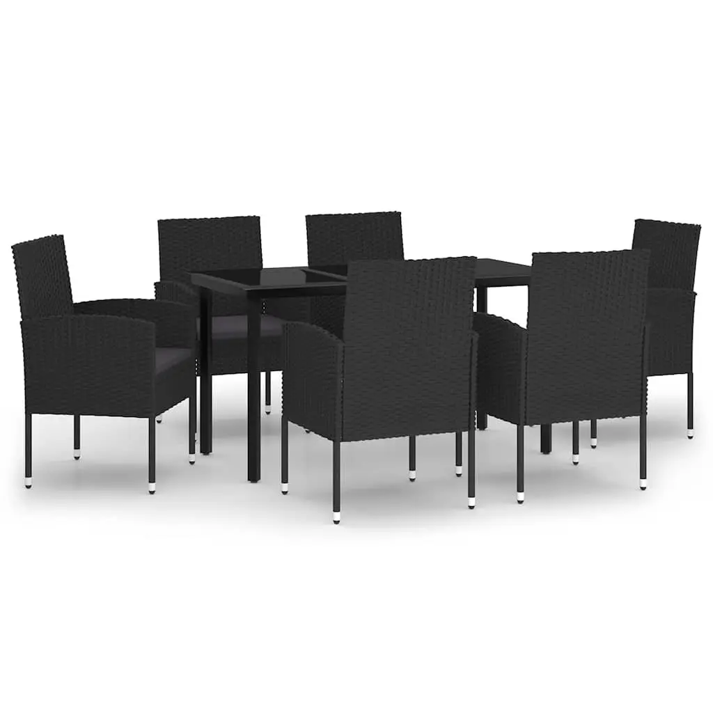 7-Piece Garden Dining Set with Steel Frame and Glass Top