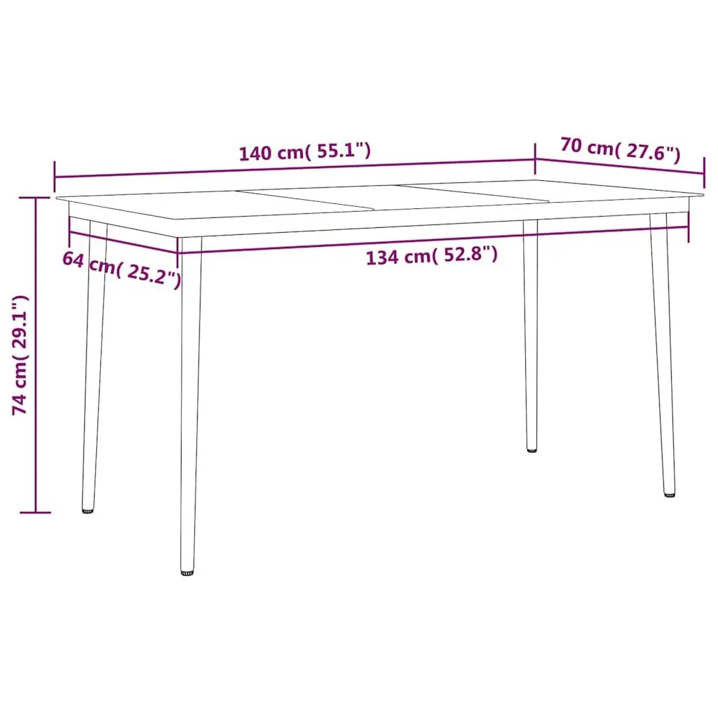 5 Piece Garden Dining Set with Steel Frame