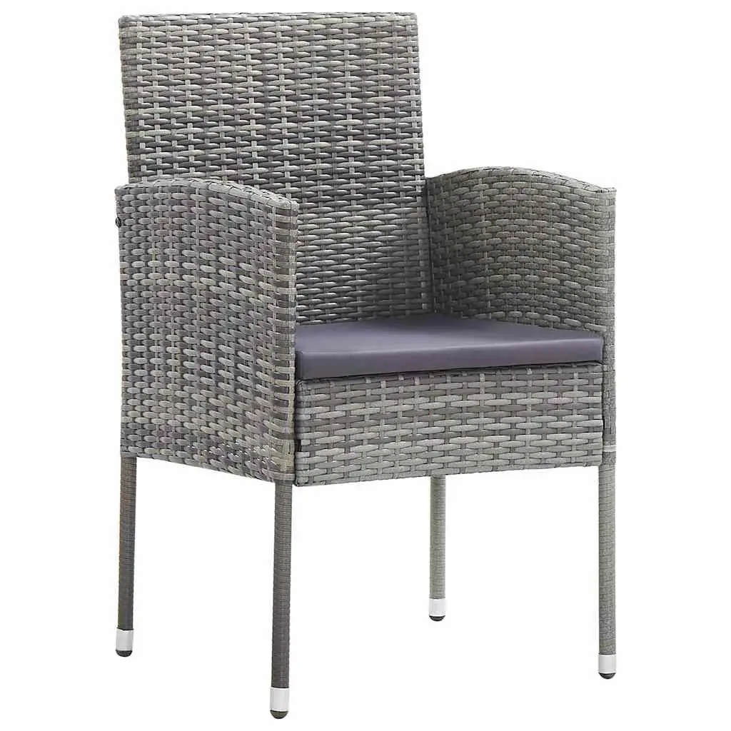 5 Piece Outdoor Dining Set Steel Frame PE Rattan Chairs Glass Table Anthracite