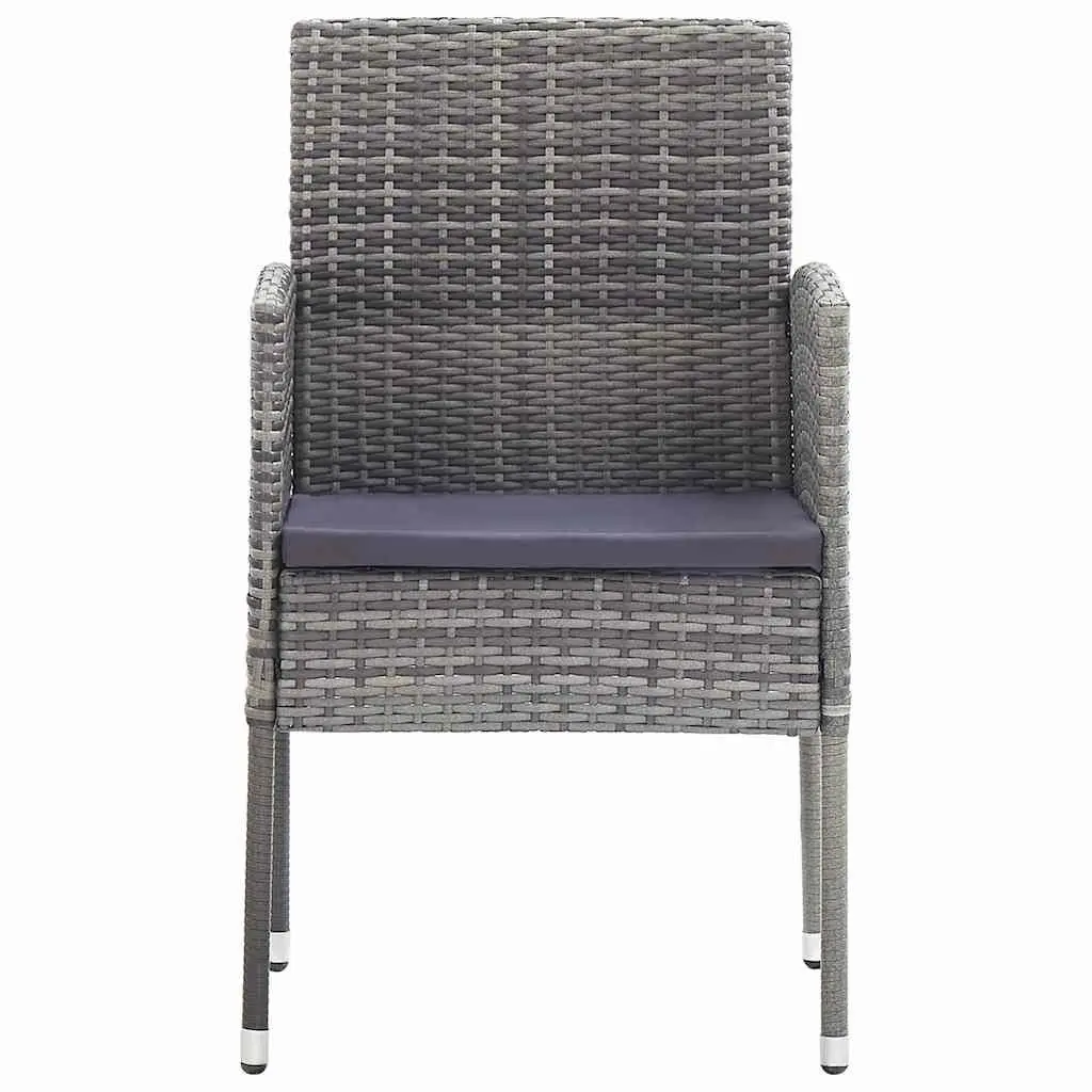5 Piece Outdoor Dining Set Steel Frame PE Rattan Chairs Glass Table Anthracite