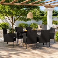 Durable 7-Piece Outdoor Dining Set with Glass Table