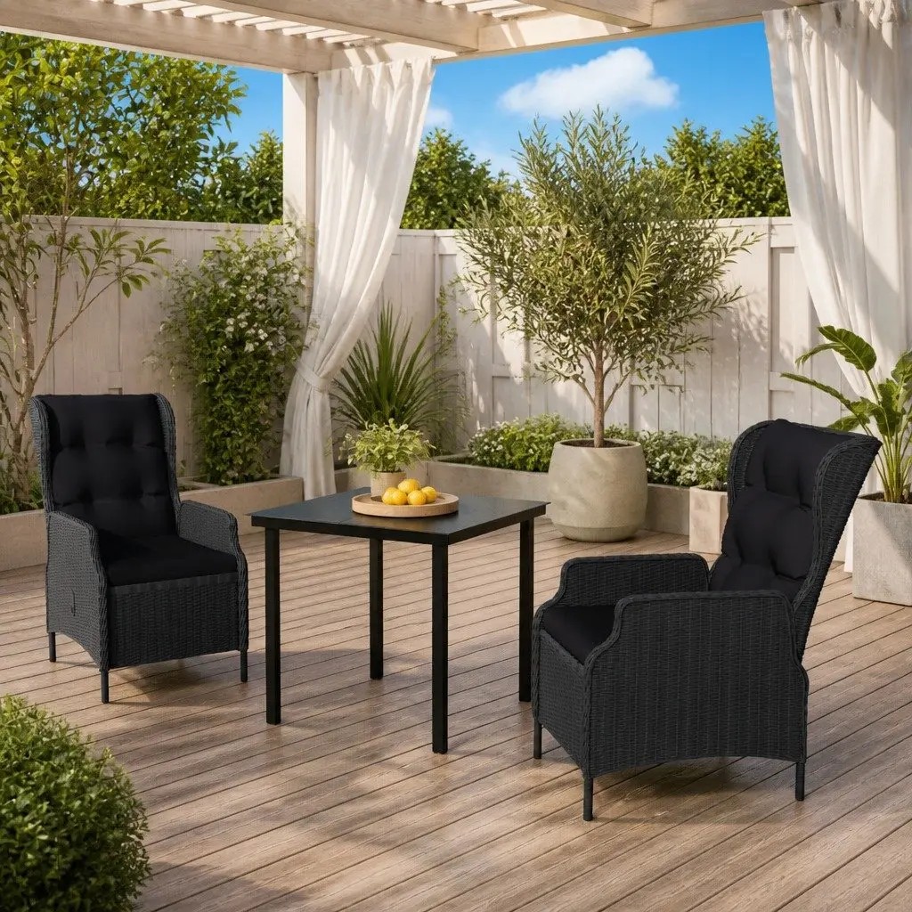 3-Piece Garden Dining Set with Reclining Chairs
