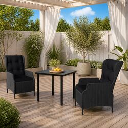 Elegant 3-Piece Garden Dining Set with Reclining Chairs