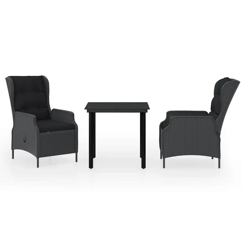 3-Piece Garden Dining Set with Reclining Chairs