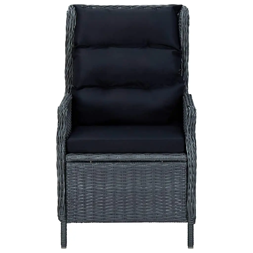 5 Piece Outdoor Dining Set Steel PE Rattan Cushions Glass Table Grey