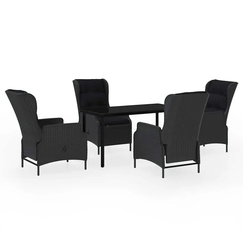 5 Piece Grey Garden Dining Set with Reclining Chairs
