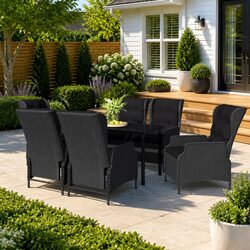 Stylish 7 Piece Garden Dining Set with Reclining Chairs