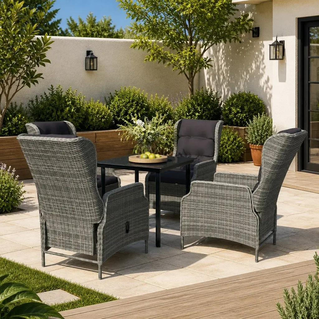 5-Piece Garden Dining Set with Reclining Chairs