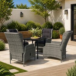 Premium 5-Piece Garden Dining Set with Reclining Chairs