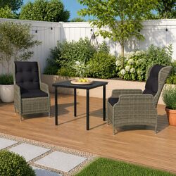 Sturdy 3-Piece Brown Garden Dining Set with Reclining Chairs