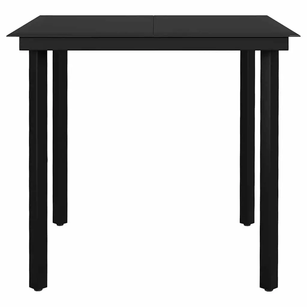 Garden Dining Set Steel Frame Glass Top 5 Piece Outdoor Furniture Patio Chairs Brown