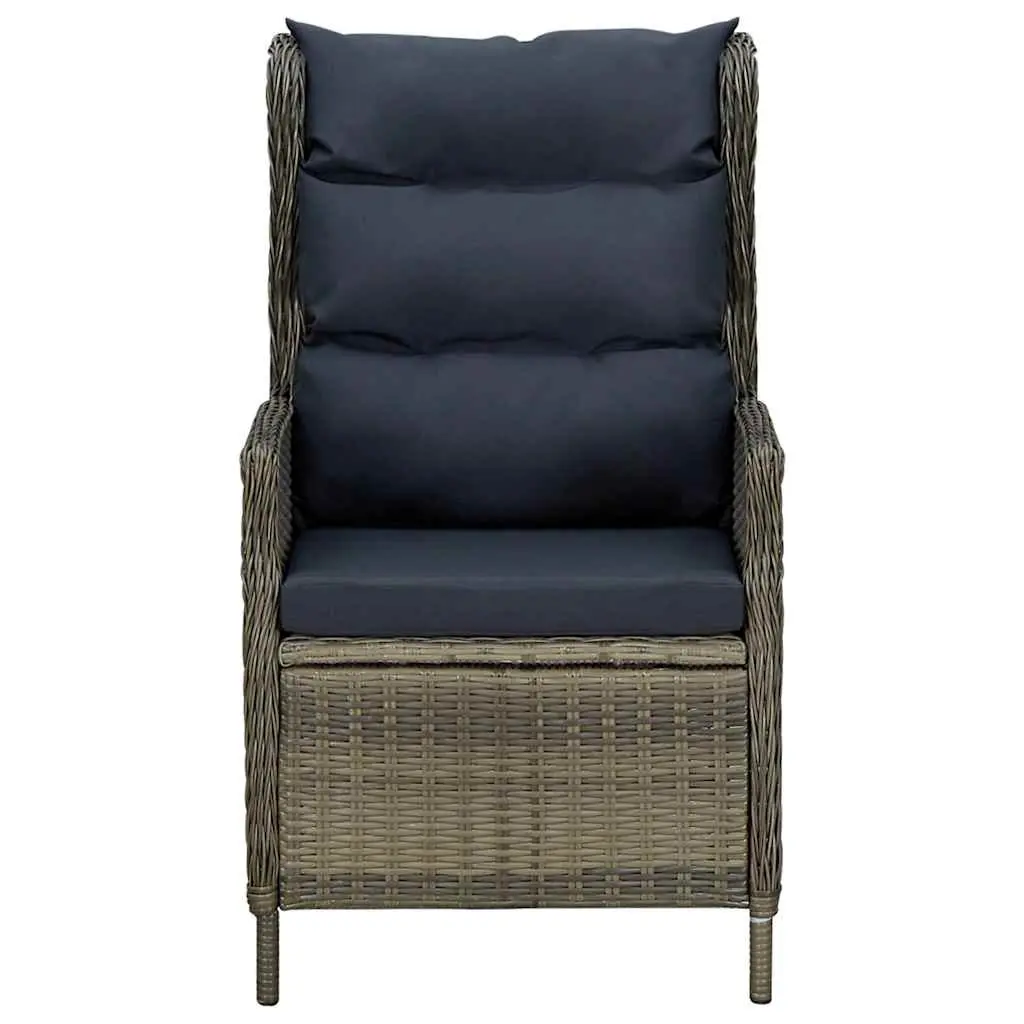 7 Piece Garden Dining Set Steel Frame PE Rattan Brown Reclining Chairs Glass Table